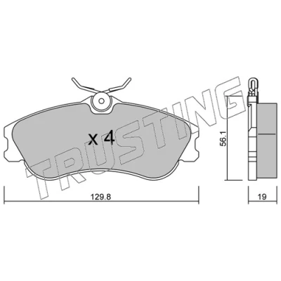 Image de TRUSTING 226.1 Jeu de plaquettes frein contact signal d&#039;usure exclu, non préparé pour indicateur CITROËN: Xsara Picasso, 5 portes
