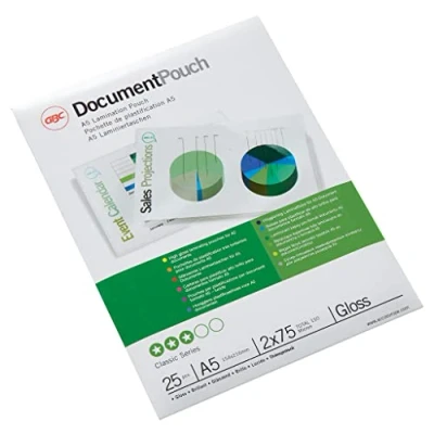 Image de GBC 3740483 Pack de 25 Pochettes brillantes pour document A5 2 x 75 microns