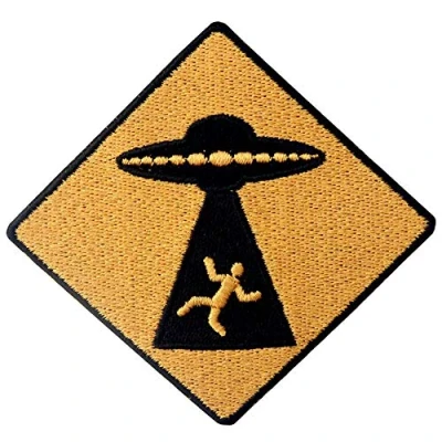 Image de Patch brodé en forme de Attention UFO apparaît, à coudre ou coller avec fer repasser
