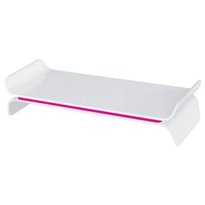 Image de Leitz Ergo WOW Support dÉcran Ajustable, Hauteur Réglable sur 2 Positions, Rose/Blanc, 65040023