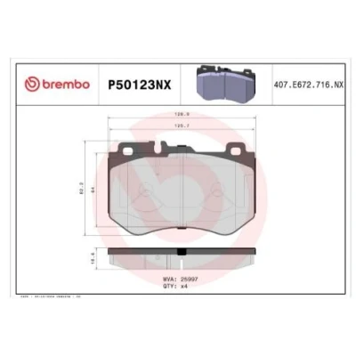 Image de BREMBO Jeu de plaquettes frein préparé pour l&#039;indicateur d&#039;usure avec tôle anti bruit sans accessoires P50123NX