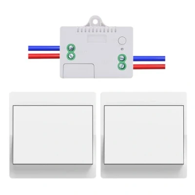 Image de Cerhot 230V interrupteurs à distance sans fil, de commande distance, interrupteur d&#039;éclairage cinétique fil pour lumières pile (UE 1Gang 2V1 A)