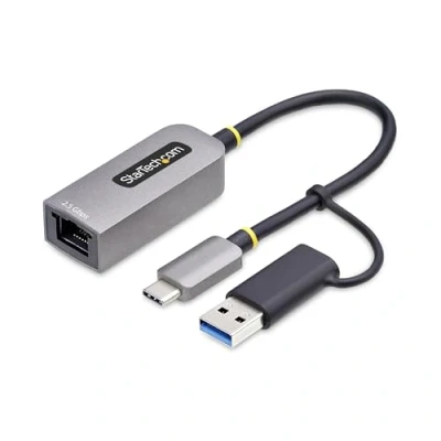 Image de StarTech.com Adaptateur 2.5GbE USB C vers Ethernet avec Convertisseur A, NBASE T NIC, 3.0/1G Réseau Multi Speed