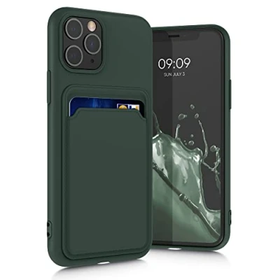 Image de kwmobile Housse Compatible avec Apple iPhone 11 Pro Coque de téléphone Compartiment Carte en Silicone Vert foncé