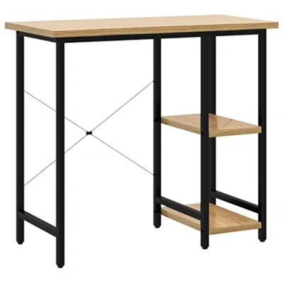 Image de vidaXL Bureau d&#039;Ordinateur Table Informatique Meuble de Travail d&#039;Ecriture Noir et Chêne Clair 80x40x72cm MDF Métal