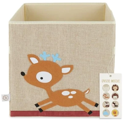 Image de BIECO Boîte de Rangement pour Enfant Motif cerf Environ 36 l Pliable Jouets Kallax 33 x cm Boite Jouet Coffre a Animaux Bac Caisse à