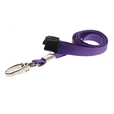 Image de ALG ID Cards® Dragonne de couleur unie avec ouverture sécurité Cordon tour cou violet clip en métal pour porte badge (cordon violet)