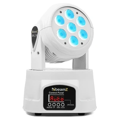 Image de Lyre Wash BEAMZ MHL74 7x LED RGBW 10W Tête mobile Contrôle DMX Autonome