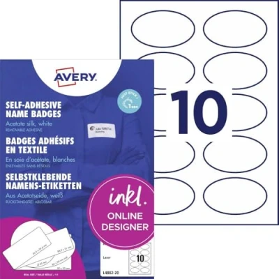 Image de Avery Zweckform L4882 20 Lot de 200 étiquettes nominatives autocollantes en soie d&#039;acétate Blanc 85 x 50 mm Format A4