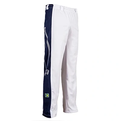 Image de JL Sport Authentique Brésilien Capoeira Arts Martiaux Garçon Pantalon (Blanc avec Imprimé Berimbau Along Jambe) Blanc, 5 6 Years