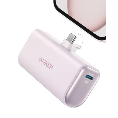 Image de Anker Nano Powerbank, 5000 mAh Powerbank 22,5 W, connecteur USB C Pliable intégré, Compatible avec iPhone 15, Samsung S22/23, série Note20/10, Huawei, iPad Pro/Air, AirPods et Plus Encore. (Blanc)
