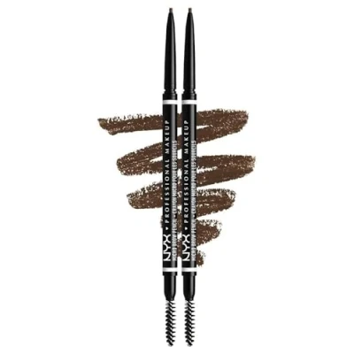 Image de NYX Professional Makeup Crayon à Sourcils Micro Brow Pencil, Ultra Fin Double Embout avec Mine Rétractable et Goupillon, Lot de 2, Teinte : Brunette (06)