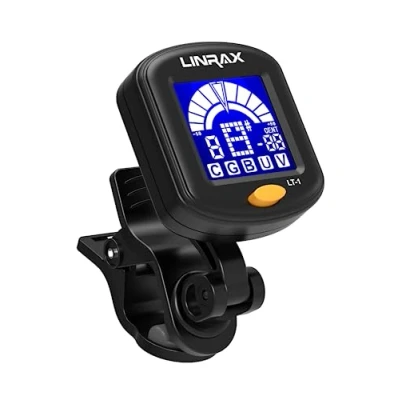 Image de Linrax LT 1 Accordeur de Guitare, Électrique à Pince pour Guitare Basse Ukulélé Violon Banjo, Chromatique avec Ecran LCD 360, Clip On Tuner les instruments cordes, Noir
