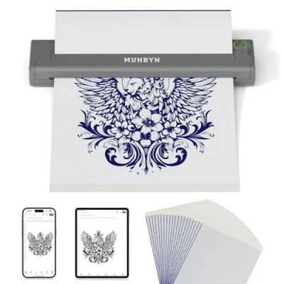 Image de MUNBYN Thermocopieur Tatouage ITP05, 20 Feuilles Papier Transfert Imprimante, Machine Copieur pour iOS Android et Mac, Gris
