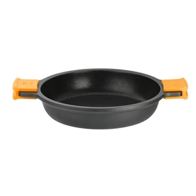 Image de BRA Efficient Faitout Bas 45 cm sans Couvercle, Fonte D&#039;Aluminium, avec Antiadhésif Teflon Platiunm Plus PFOA, Anses en Silicone Démontables, Tous Feux Dont Induction