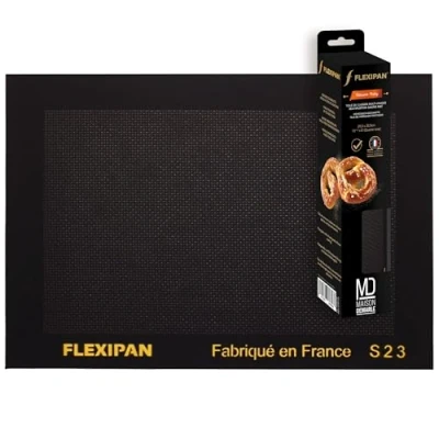 Image de Flexipan Toile de Cuisson Multi Usages 42 x 29,5 cm Cookies, Pizzas, Croissants ou Frites Antiadhésive, Reutilisable Remplace Papier Sulfurisé Tapis Cuisine Polyvalente, Maîtrisée