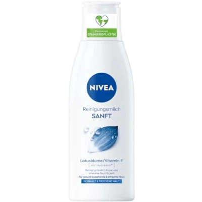 Image de NIVEA Lait nettoyant doux pour peaux normales et sèches, le démaquillant nettoie en profondeur, nettoyage du visage élimine maquillage mascara imperméable, à la vitamine E