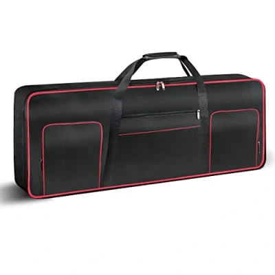 Image de Ruibo Housse de Transport pour Clavier 61 Touches Portable et Durable Tissu Oxford 600D imperméable avec rembourrée en Coton 10 mm 101,6 x 40,6 15,2 cm Noir + Rouge