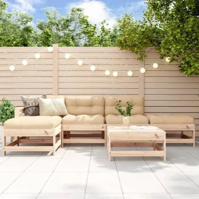 Image de vidaXL Salon de Jardin 6 pcs, Canapés avec Repose pied, Ensemble Meubles Table Basse Patio Terrasse, Rustique, Bois 3186319