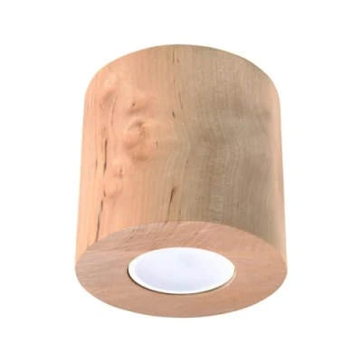 Image de SOLLUX LIGHTING SL.0492 Orbis Downlight Plafonnier Design moderne, style rustique, forme cylindrique, 1 x ampoule GU10 remplaçable Bois naturel 10 cm