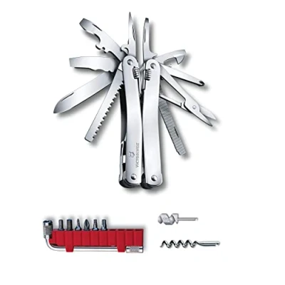 Image de VICTORINOX Outil Multifonction Swiss Tool Spirit X Plus, 35 Fonctions, Made, avec Lame Blocable, y c. Étui en Cuir, Argent