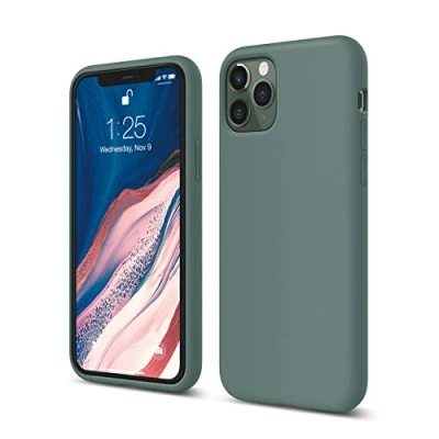 Image de elago Coque Silicone Liquide Compatible avec iPhone 11 Pro (5,8&quot;) Case en Premium, Doublure Microfibre Douce, Lèvre Surélevée pour Écran &amp; Caméra, Protection Complète (Vert Nuit)
