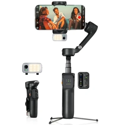 Image de hohem iSteady V3 Stabilisateur Smartphone 3 Axes de Cardan, Magnetischer AI Tracker, Abnehmbarer Controller, Built in Extended Pole &amp; Tripod, Foldable Gimbal für Live Streaming, Vlog