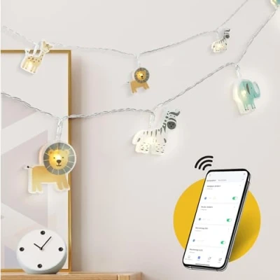Image de CozyHome Safari Guirlande lumineuse chambre enfant Télécommande via App &amp; 20 animaux Led Wifi I 5m Pile intérieur Fairy lights decoration noel Guirlandes lumineuses interieur