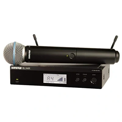 Image de Shure BLX24R/B58 UHF Système de Microphone sans Fil pour église, karaoké, Chant 14 Heures d&#039;autonomie, portée 100 m Portable Beta 58A, récepteur Mono Canal monté en Rack