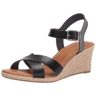 Image de Amazon Essentials Sandales Espadrilles Compensées Femme, Noir, 36.5 EU
