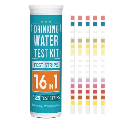 Image de Kits De Test d&#039;eau Qualité 16 en 1, 125 Bandelettes Eau, Analyse Eau Potable, pour le PH, la Dureté, Chlore, Plomb, Fer, Nitrate Cuivre, Nitrite