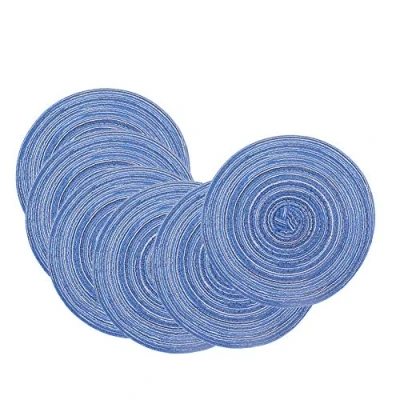 Image de SCF2017 Lot de 6 sets table ronds en coton tissé 18 cm Bleu