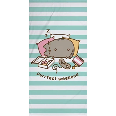 Image de BERONAGE Pusheen Purrfect Weekend Serviette de bain en 100 % coton qualité velours plage sauna Motif chat mignon 75 x 150 cm