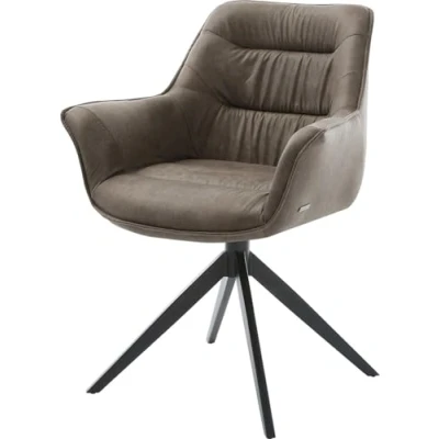 Image de Chaise pivotante Kaira Flex microvelours taupe vintage pied croisé large noir pivotement sur 360 fonction bascule