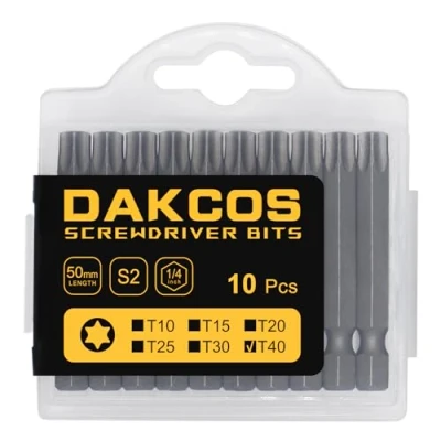Image de DAKCOS T40 Bit Longue, embouts T40, assortiment d&#039;embouts en S2 (longueur : 50 mm, 10 pièces)