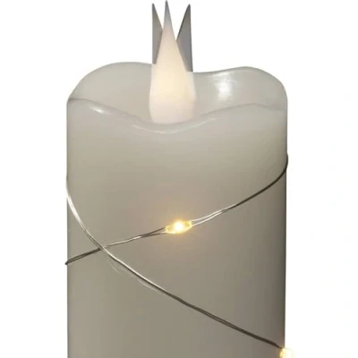 Image de Konstsmide Bougies à piles 3D avec flamme vacillante et cire blanche véritable fonction minuterie de 4 ou 8 heures 15,2 x 5 cm Crème, Blanc 1825 190