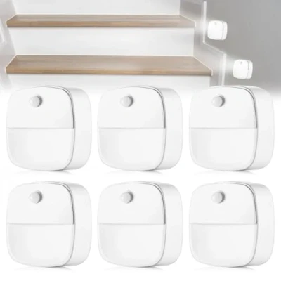 Image de 6 Pièces Veilleuse LED, Lampe Detecteur de Mouvement Interieur, Mouvement, Lumiere Détecteur 6000K, Pour Couloir, Chambre, Lumière d&#039;orientation