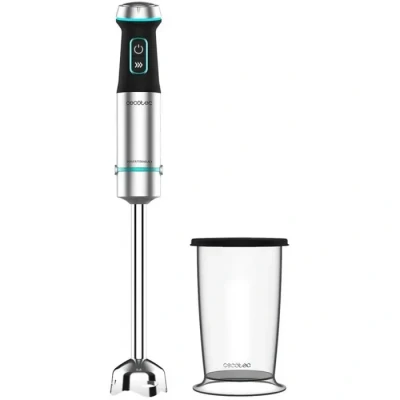 Image de Cecotec Mixeur Plongeant Power TitanBlack 1200 XL. 1200W, Technologie CrossBlades avec lames Revêtues en Titane noir, Cloche anti éclaboussures, Sélecteur de vitesse progressif, Pied XL