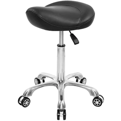 Image de Nazalus Chaise à roulettes très résistante avec siège en forme de selle, soutien dorsal et rotation hydraulique réglable 159 kg