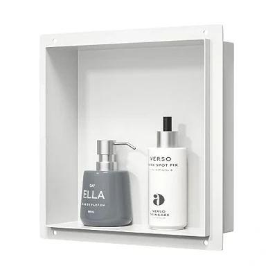 Image de Bernkot Niche murale en acier inoxydable 304 blanc 30 x 10 cm Pas de carrelage nécessaire Montage encastré