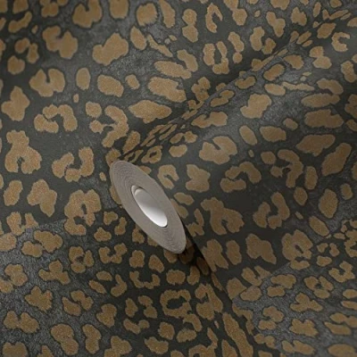 Image de Livingwalls WTD 385234 Papier peint non tissé Motif léopard Doré/noir 10,05 x 0,53 m