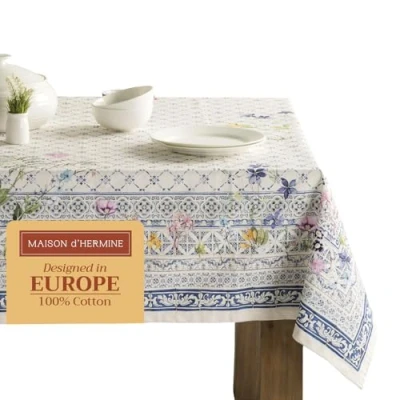 Image de Maison d&#039; Hermine Faience 100% Coton Nappe pour Cuisine dîner Table décoration fête Mariage, mères Printemps/été (Rectangle, 140cm x 180cm)
