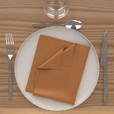 Image de Soleil d&#039;ocre, Alix Lot de 3 Serviettes Table, Polyester, Ocre, 40x40 cm