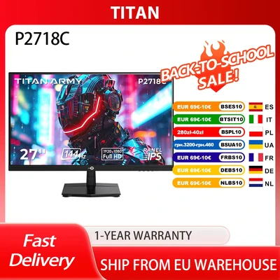 Image de Écran de Jeu Plat TITAN ARMY P2718C IPS FHD 16:9 27&quot; 144Hz ELED Compatible HDR10 1x HDMI 1.4 &amp; DP 1.2