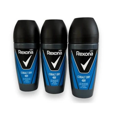 Image de REXONA Men Cobalt Dry Lot de 3 déodorants roll on pour homme 50 ml