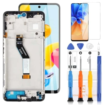 Image de LADYSON Écran LCD pour Xiaomi Redmi Note 11S 5G 6.6&quot; 22031116BG Tactile Digitizer Pièces de Rechange avec Outils(Noir Cadre)