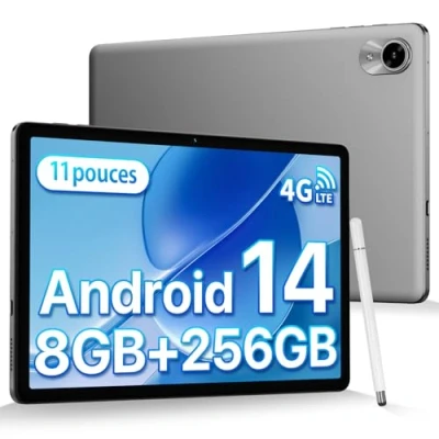 Image de UMIDIGI Tablette Android 14, 11 Pouces 8(4+4)Go RAM+256Go ROM/TF 1To, 4G Dual SIM avec Stylet, 7200mAh, 13MP Kamera, Octa Core Tactile GPS/BT5.0/Face ID, G9 Tab Tablet Gris