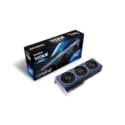 Image de Sparkle Intel Arc A770 Titan OC Edition, 16 Go GDDR6, ThermalSync, Refroidissement déchiré, Ventilateur axial, Plaque arrière en métal, SA770T 16GOC