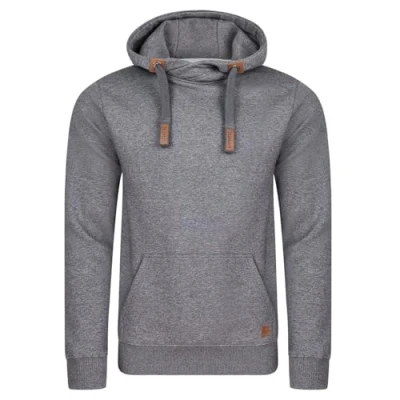Image de Riverso RIVniklas Pull à Capuche pour Homme avec et Poche Kangourou, col croisé régulier, uni, Coton, Gris, Marron, Vert, Rouge, Bleu, Noir, S, M, L, XL, 2XL, 3XL, 4XL, 5XL Gris M