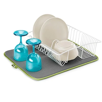 Image de Metaltex Softex Housse Tapis D&#039;Égouttoir, extérieur : 100% Polyester, Vert/Gris, 40 x 45 1 cm